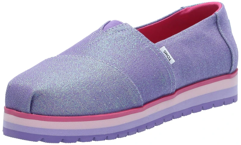 TOMS Girls Alpargata Platform, Passionflower Glimmer Twill, 5 UK