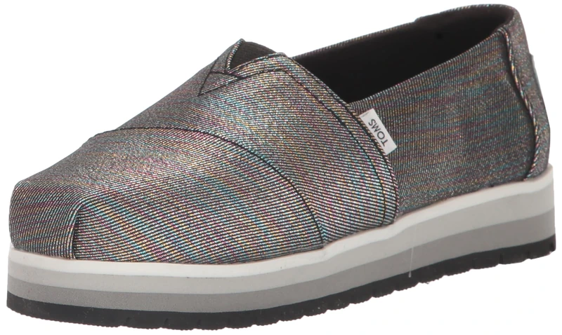 TOMS Girls Alpargata Platform, Black Glimmer Twill, 4 UK