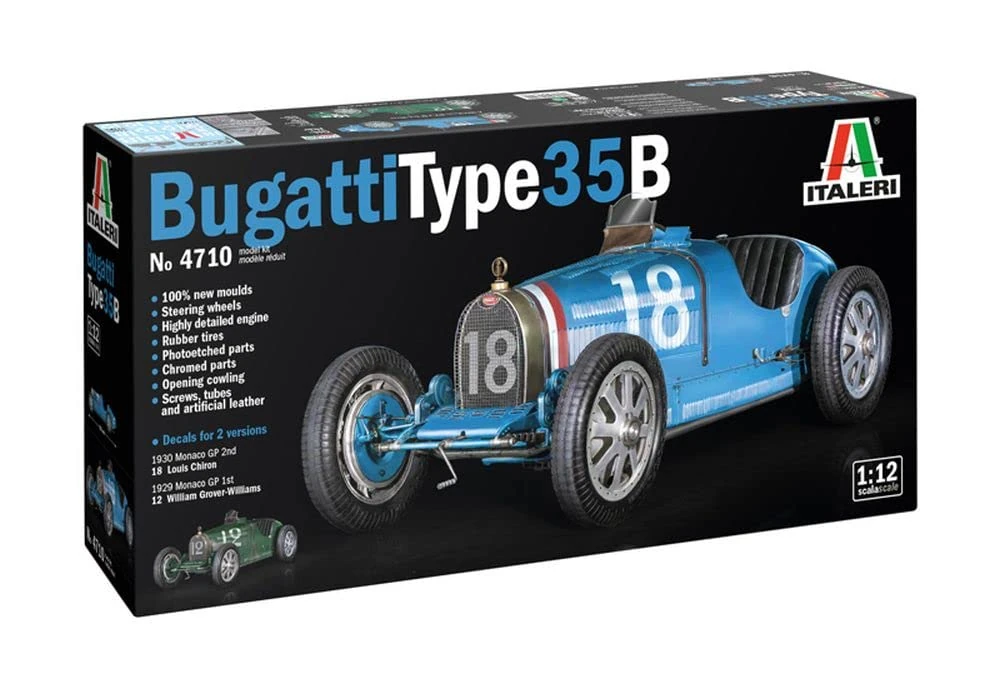 ITALERI -4710 Bugatti Type 35B, Scale 1:12, Model Kit, Plastic Model to Assemble, Modeling, IT4710