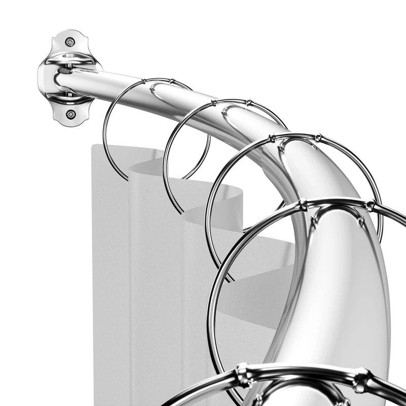 Curved Shower Curtain Rod, Adjustable 40-72 inches Extra Wide Curved Shower Rods for Bathroom, Rust proof Shower Rod, Premium Stainless Steel Curved Curtain Rod for Shower, Bathtub, Silver - Image 1