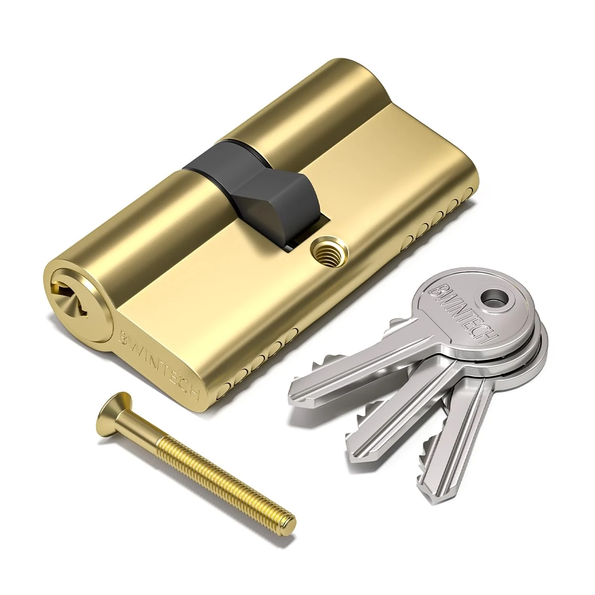Bwintech 95mm(45/50) Polished Brass Euro Cylinder Lock,Door Barrel Lock,Key/Key with 3 Standard Keys,Anti-Pick,Anti-Bump,Anti Drill,High Security for UPVC,Wooden,Composite Doors