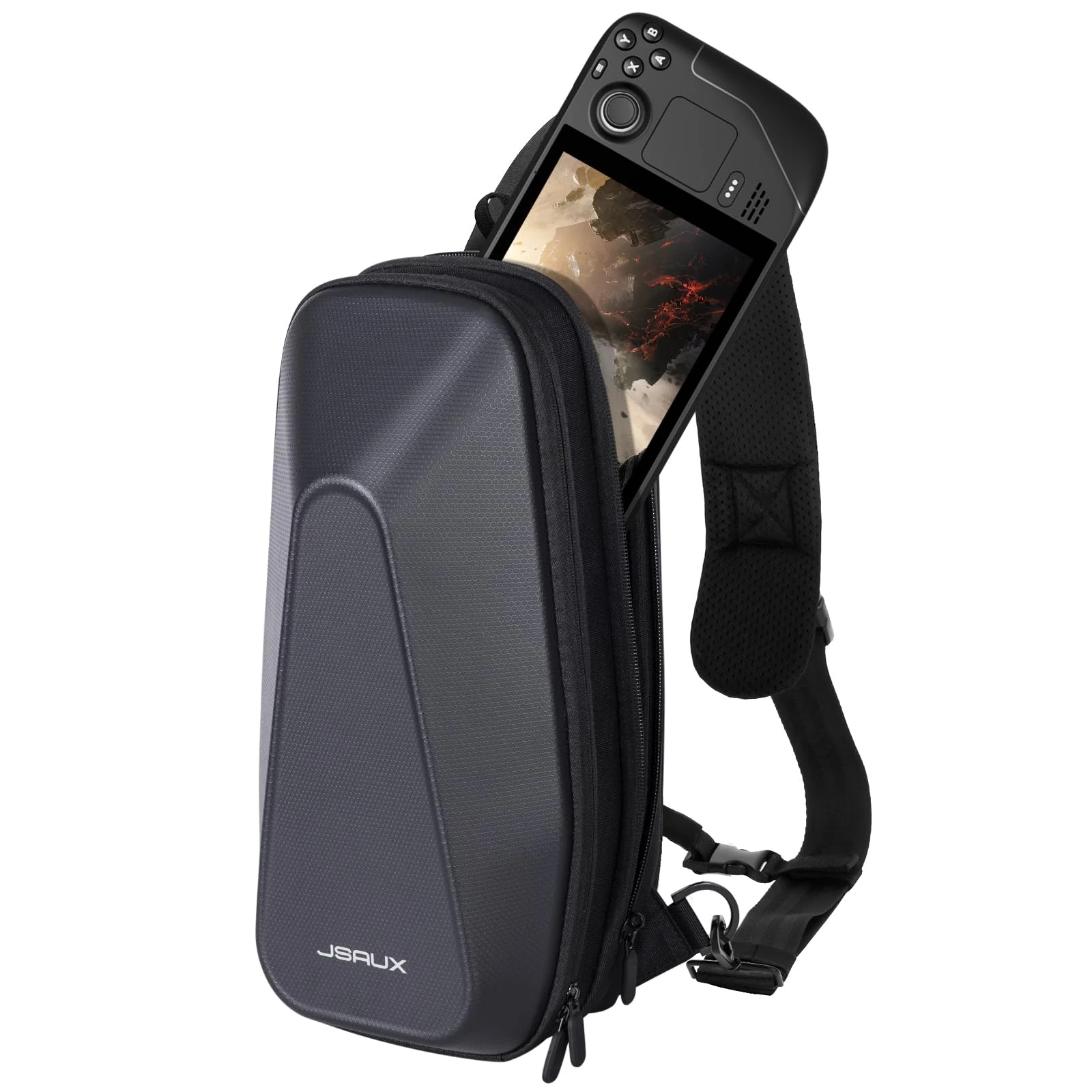 JSAUX Sling Bag for Steam Deck (OLED)/ROG Xbox Ally X (2025)/Xbox Ally/ROG Ally (X), Carry Case with EVA Hard Shell, Double-layer Case for Docking Station & Accessories, Crossbody Bag for Travel