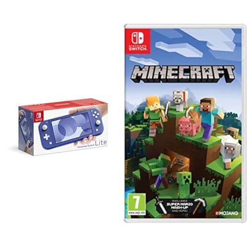 Nintendo Switch Lite Blue + Minecraft Console Bundle