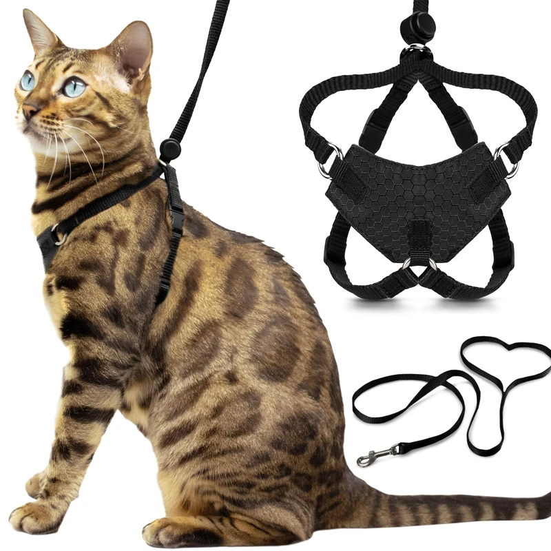Houdini™ Large Cat Harness and Leash Set (Escape Resistant) by OutdoorBengal for Walking Big Cats (L)