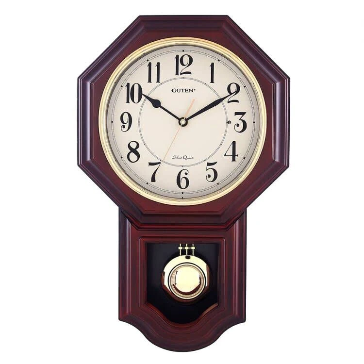 YUNTIMESS Chiming Wall Clock with Pendulum - Wall Clock with Westminster Chimes&Strike Clock, Battery Operated, Faux Wood Pendulum Clock for Living Room, Office, Home Decor & Gift