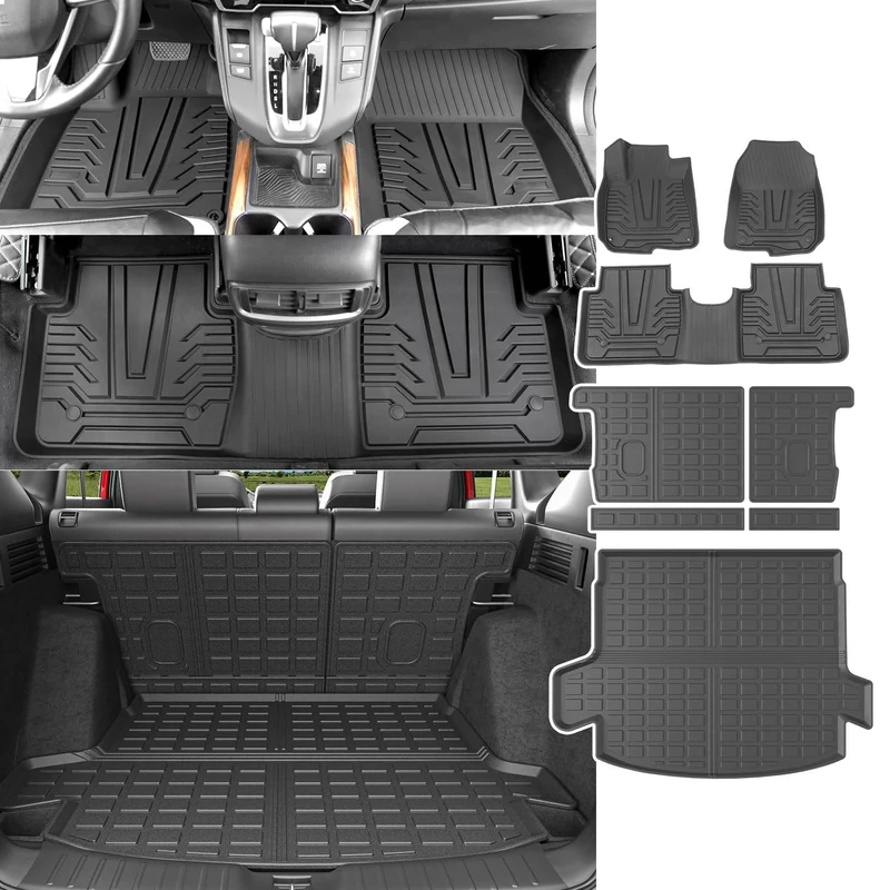 powoq Trunk Mat Compatible with 2017-2022 Honda CR-V Hybrid, Black, TPE, Fitment: Rear, Size: Trunk+Backrest+Floor Mat
