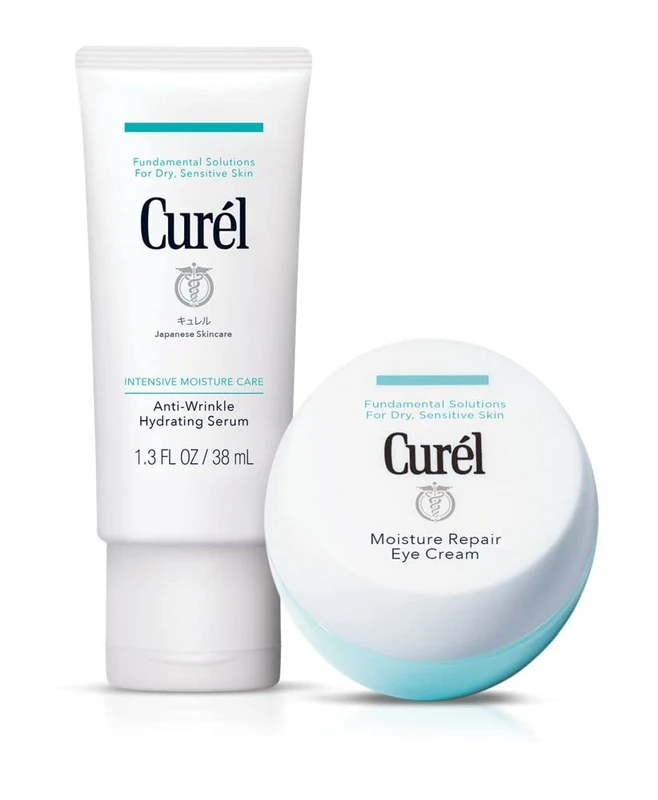 Curél Treatments Bundle for Dry, Sensitive Skin - Anti-Wrinkle Hydrating Serum & Moisture Repair Eye Cream