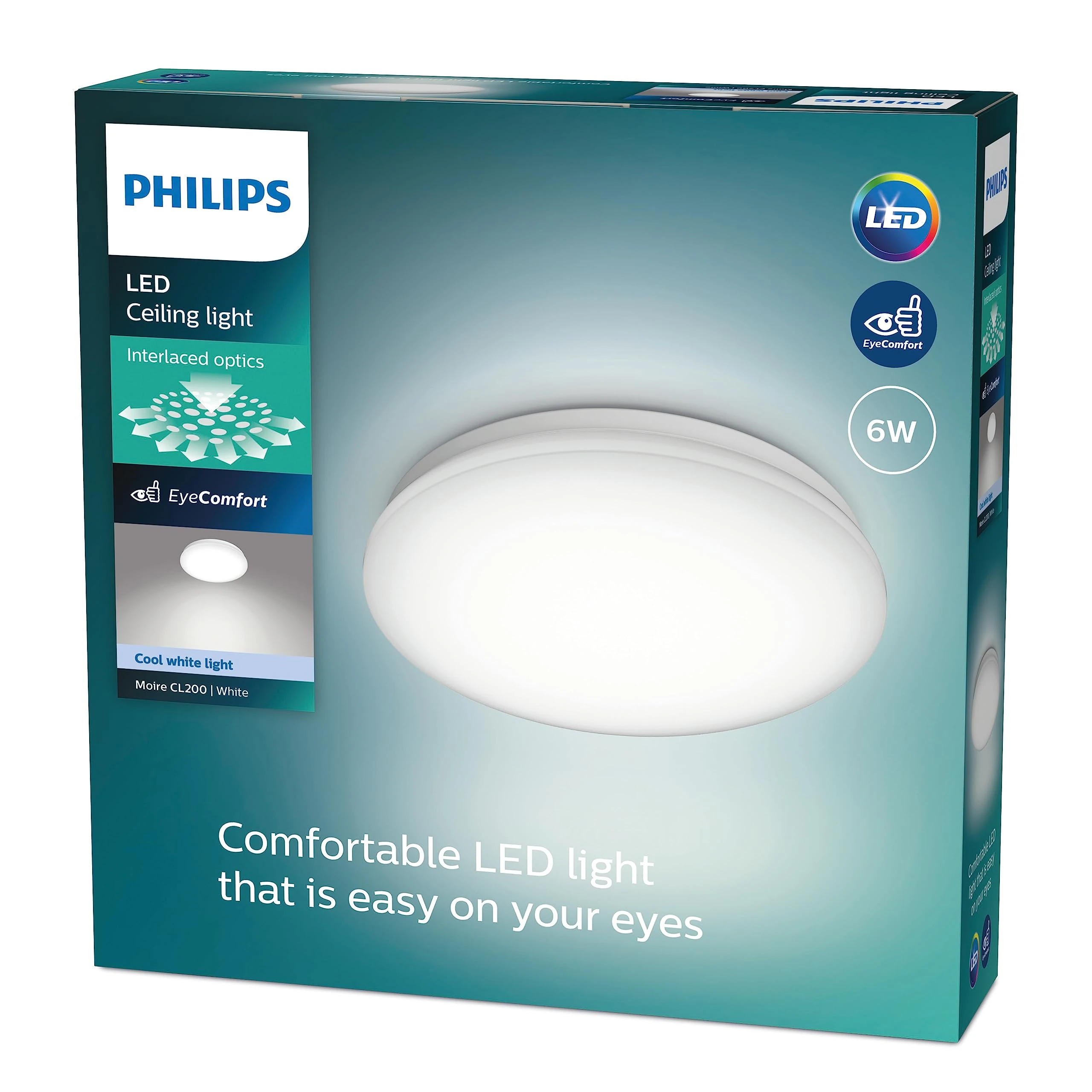 Philips Moire LED CL200 Ceiling Light Round 6W Cool White Light White