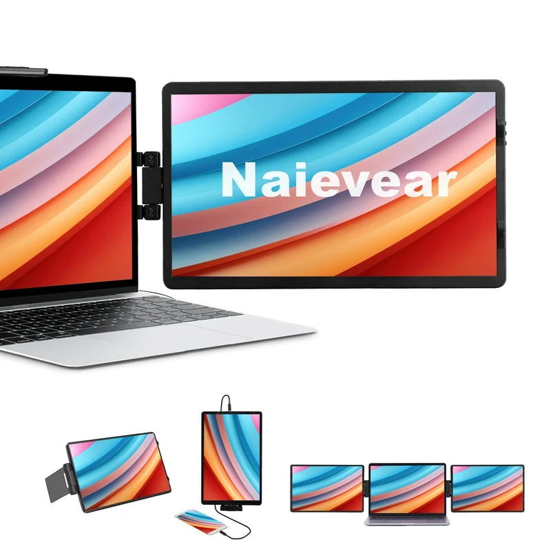 Naievear Portable Monitor,14.1inch FHD 1920 x 1080 External Monitor Second Screen for Laptop PC Smartphone
