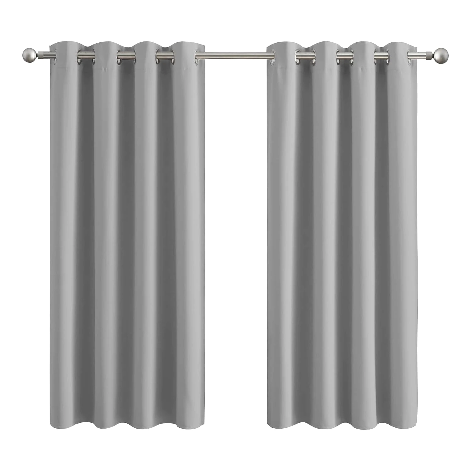 Aspire Homeware Blackout Curtains for Bedroom - Light Grey Curtains Eyelet Super Soft & Energy Saving Privacy Protection Thermal Insulated Living Room Curtain Drapes with Tiebacks 46x54 Inch 2 Panel