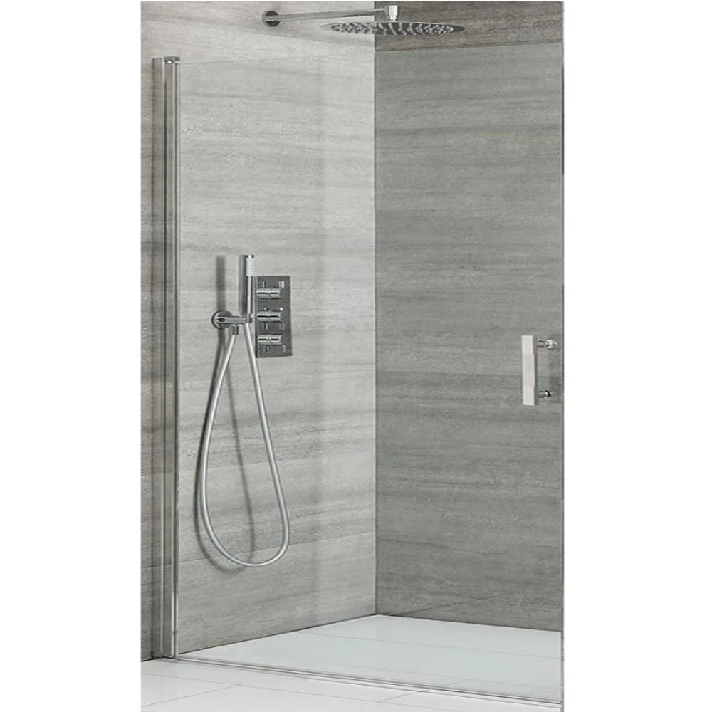 Milano Portland Chrome Single Hinged Frameless Shower Door - 1000mm