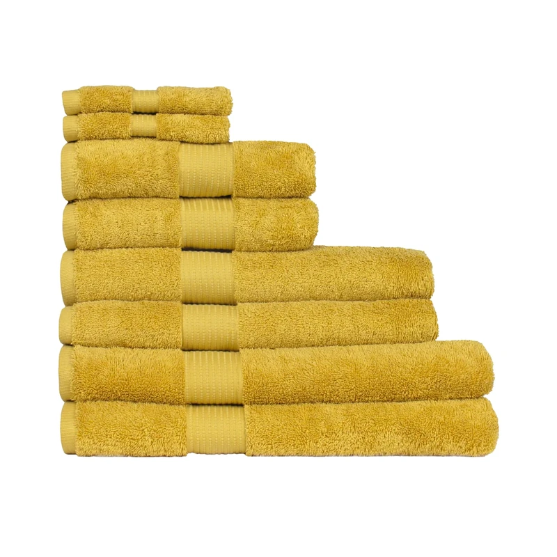 Paoletti Cleopatra Egyptian 8 Piece Face Cloth/Hand/Bath/Sheet Towel Bale, Cotton, Ochre