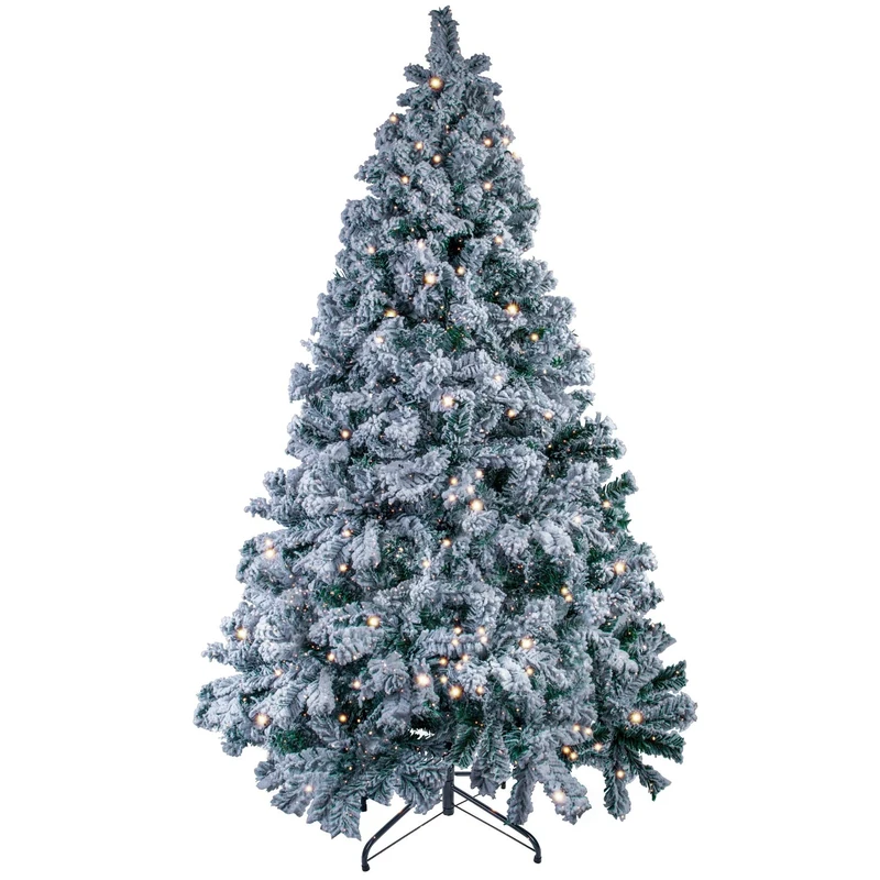 1.8m 6ft White Artificial Christmas Tree Xmas Pine Tree Holiday Decoration with Solid Metal Legs Indoor Outdoor 15m 300 Light 700 Branches