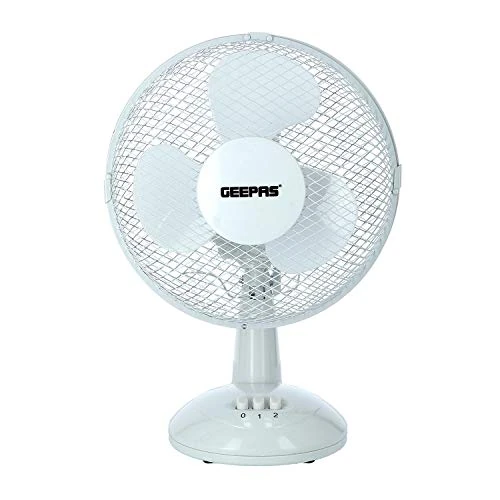 Geepas Desk Fan | 3 Speed Settings with Oscillating Rotating and Static Feature | Electric Portable Desktop Cooling Fan for Desk Home or Office Use | 2 Year Warranty (Renewed)