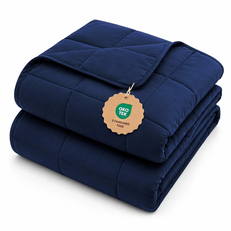 L'AGRATY King Size Weighted Blanket for Adults 25lbs, 80"x87" Cooling Heavy Blanket Microfiber Breathable Big Weighted Throw Blanket for Couple Summer Fall Winter, Navy