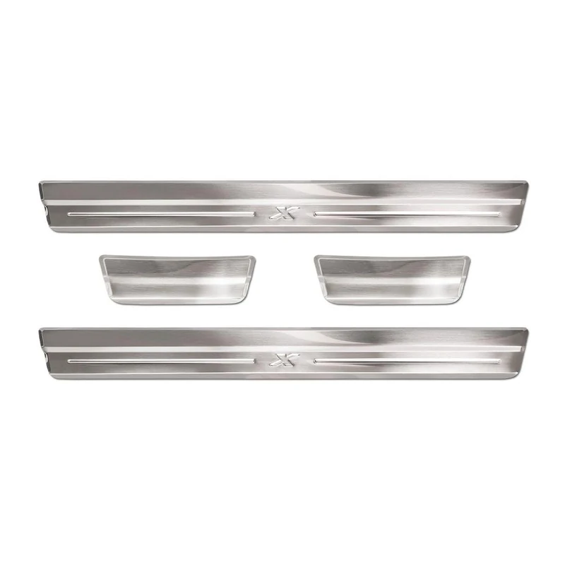 Avisa Stainless Steel Door sill protectors compatible with Toyota Aygo X 2022- 'Lines X' - 4-pieces