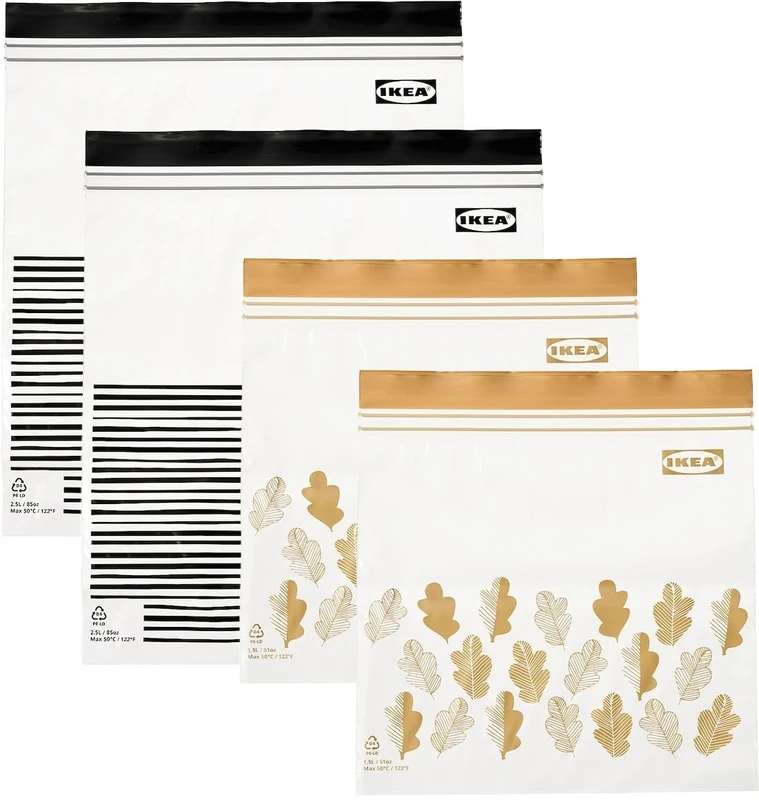 IKEA ISTAD Food Bags - 100 Double Seal 1.2L Yellow & 2.5L Black