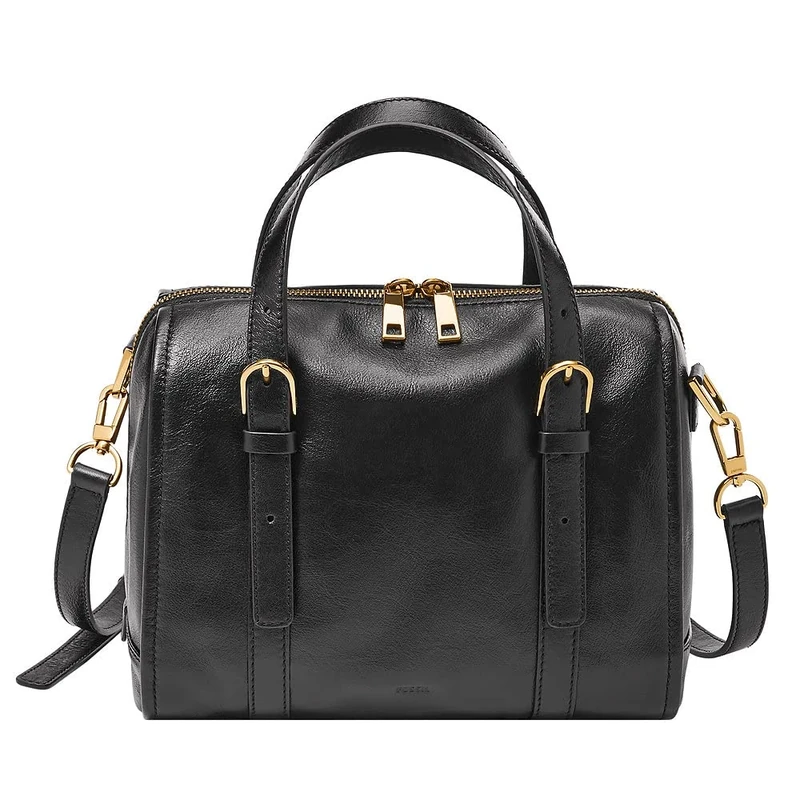 Fossil Women's Carlie Satchel, Black, 25.4cm L x 13.97cm W x 20.32cm H