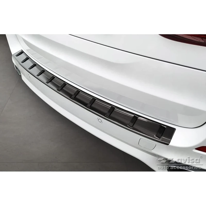 Avisa Black Stainless Steel Rear bumper protector compatible with BMW X5 F15 (incl. M-pack) 2013-2018 'STRONG EDITION'