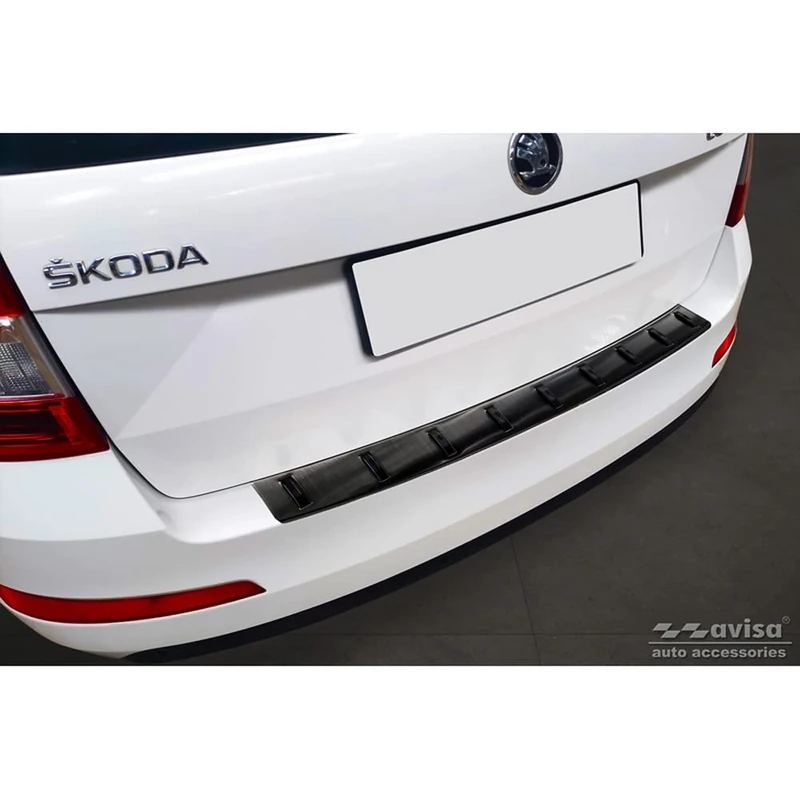 Avisa Black Stainless Steel Rear bumper protector compatible with Skoda Octavia III 2013-2017 'STRONG EDITION'