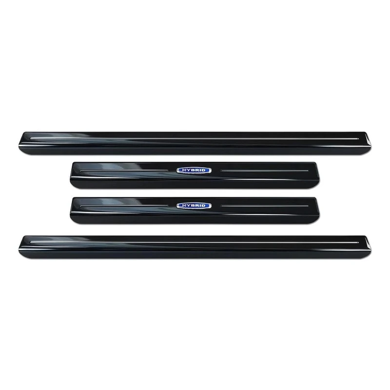 Avisa Mirror Black Inox door sill protectors compatible with Volkswagen Multivan T7 2021- - 'Hybrid' - 4-pieces