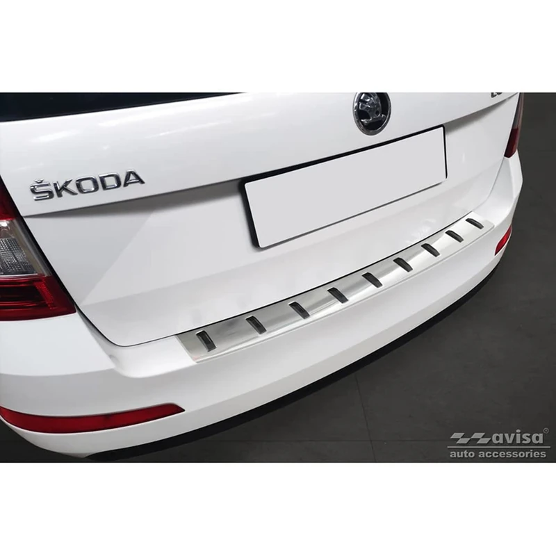 Avisa Stainless Steel Rear bumper protector compatible with Skoda Octavia III 2013-2017 'STRONG EDITION'