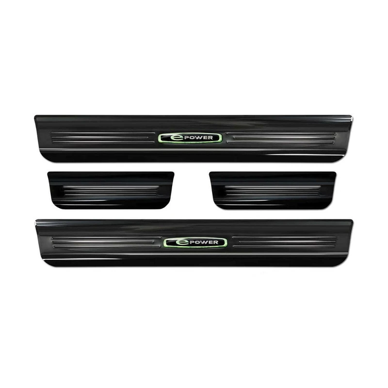 Avisa Mirror Black Inox door sill protectors compatible with Tesla Model S 2012-2016 & Facelift 2016- 'E-Power' - 4-pieces