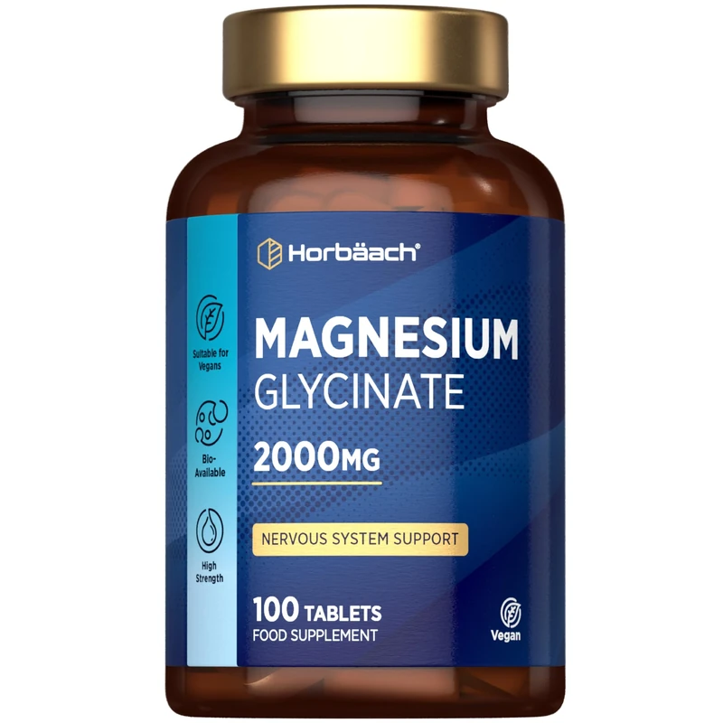Magnesium Glycinate Supplement 2250mg | with Vitamin B6 | High Strength Providing 450mg of Elemental Magnesium | 120 Capsules | Vegan | by Horbaach