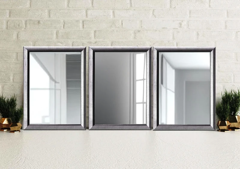 Zalena Silver Leaf 60 x 80 cm Frame Wall Mirror Design Mirror Bathroom Mirror for the Home Guest Bathroom Hallway Gadrobe Living Room