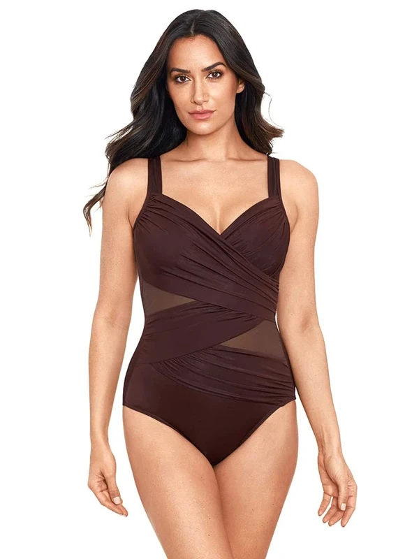 Miraclesuit Women's Swimwear Network Madero Sweetheart Neckline Underwire Bra Tummy Control One Piece Swimsuit, Sumatra Brown, 10
