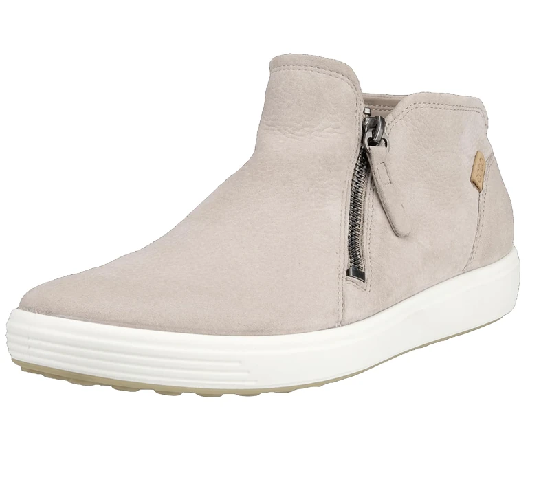 ECCO Women's Soft 7 Side Zip Bootie Sneaker, Grey Rose Nubuck, 4/4.5 UK