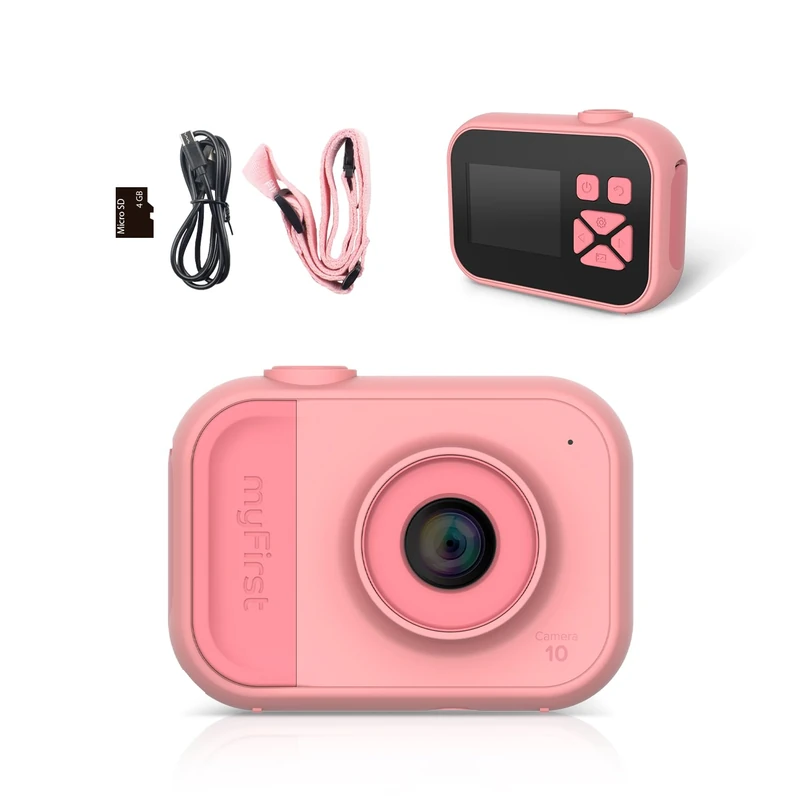 myFirst Camera 10 Compact Digital Camera for Kids Ages 4–9, 5MP Photo & Video, 32GB Storage, Tripod Screw Adapter, Birthday Gift for Boys and Girls (Pink)