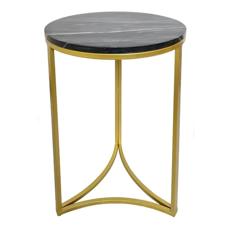 Gabriella Accent Side Table, Marble Top Table (Black)
