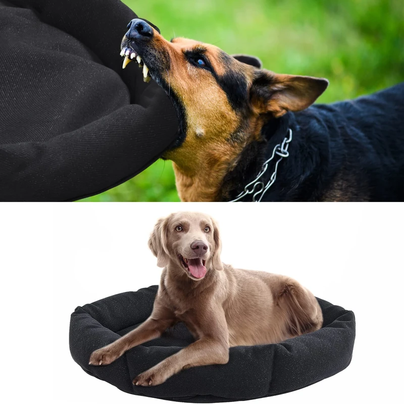 HOMBYS Indestructible Chew Proof Dog Bed for Aggressive Chewers,Round Durable Pee Proof Tough Pet Bed for Large Dog,Black (24" x30x7)