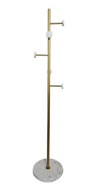 Angelo Entryway Coat Stand With Marble Base,Gold/White