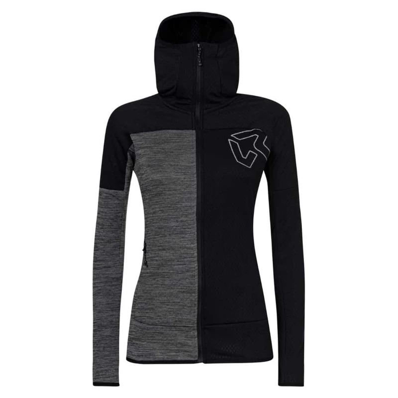 Rock Experience REWC02301-C142 KOBRA HOODIE FZ WOMAN FLEECE Sweatshirt Women's 0208(CAVIAR)+O014(GREY MELANGE) XL - Image 1