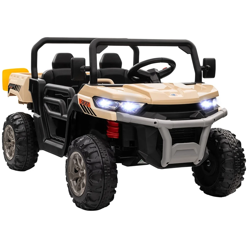 HOMCOM 12V 2 Seater Kids Electric Ride on UTV Car - Yellow