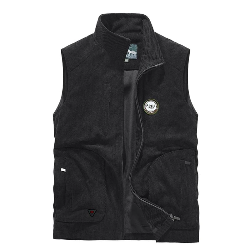 HACKETT SUNGLASSES CNVSplYX Men's Sleeveless Coats Sleeveless Vest Stand Collar Winter Solid Color, Black, M, Jacket - Image 1