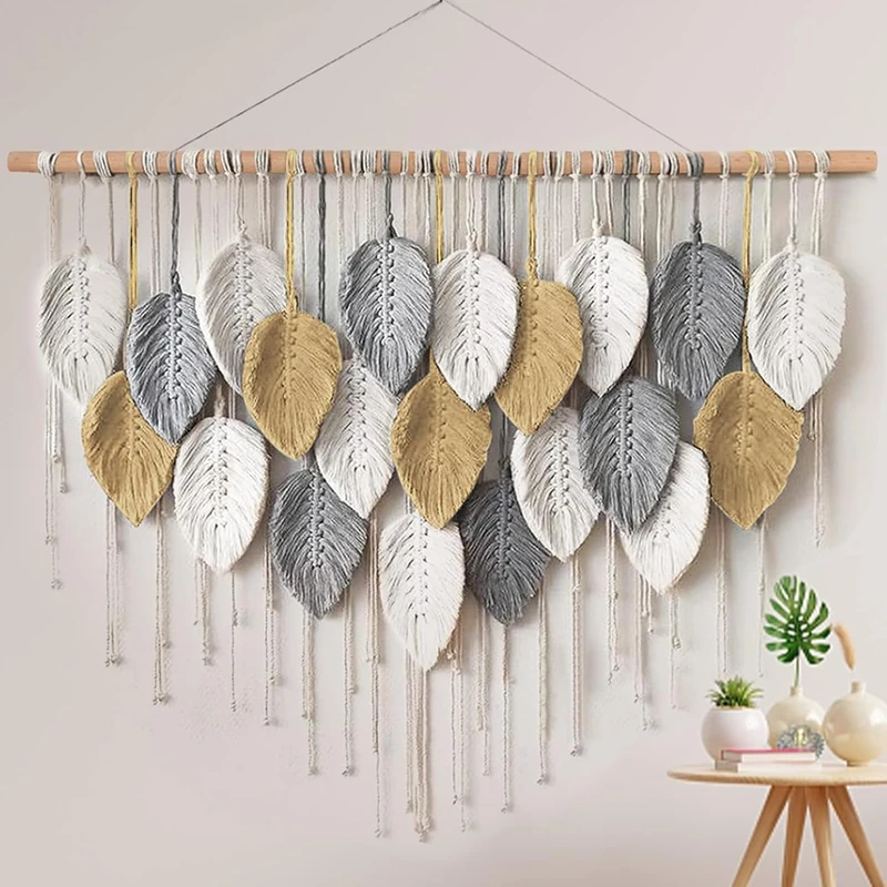 LOMOHOO Macrame Wall Hanging,Boho Home Decor,Bohemian Woven Decoration for Bedroom Living Room Apartment Dorm Gallery Perfect Handmade Gift Ideas - Image 1