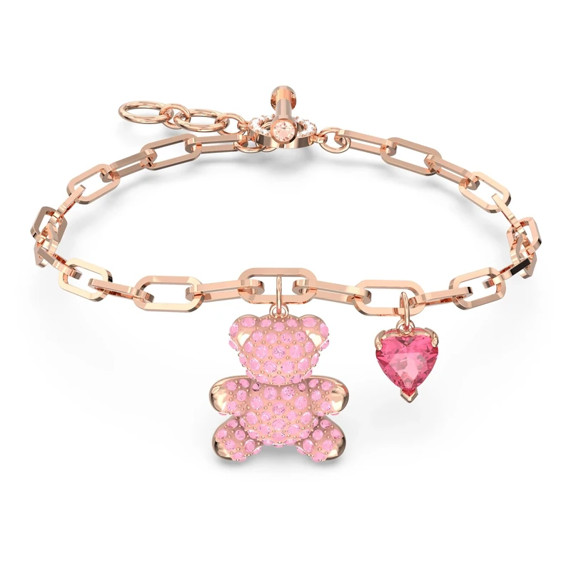Swarovski Teddy bracelet, Bear, Pink, Rose gold-tone plated