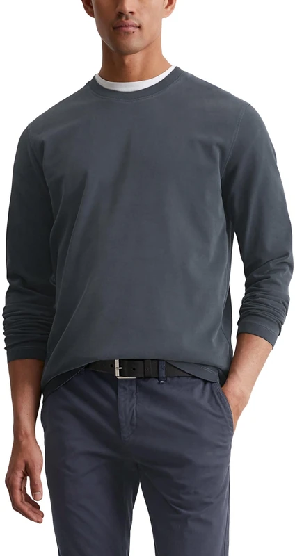 Marc OߴPolo Men's Organic Cotton Long Sleeve Top with Round Neck, Blue (Dark Navy), 3XL