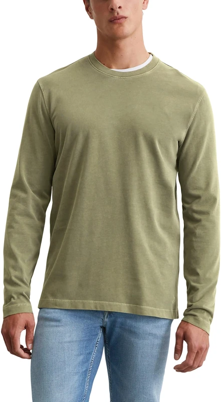 Marc OߴPolo Men's Organic Cotton Long Sleeve Top with Round Neck, Green (Olive), XL