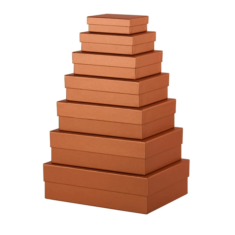 Rössler Boxline 13411453540 Gift Box with Lid Set of 7 Copper Cardboard Boxes Rectangular