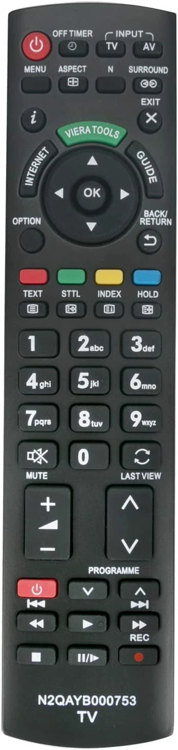 Replacement Remote Control for Panasonic HDTV LCD LED TV N2QAYB000753 Universal Panasonic TV Remote Control with Quick Record and Internet Button