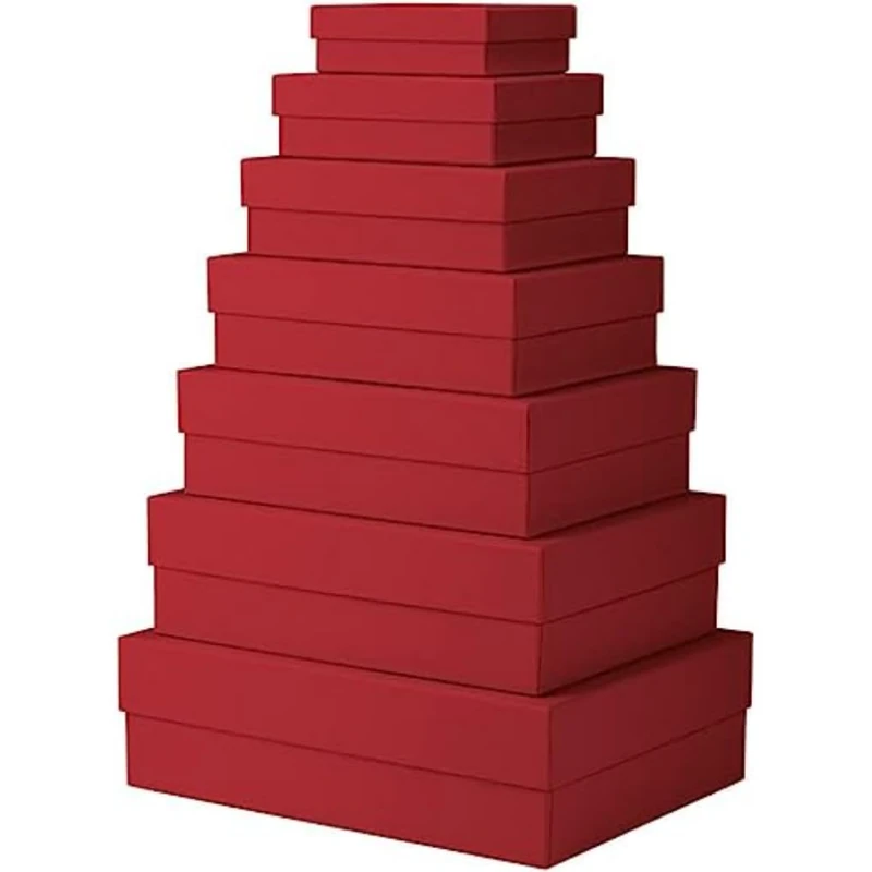Rössler Boxline 13411453360 Gift Box with Lid Set of 7 Red Cardboard Boxes Rectangular - Image 1