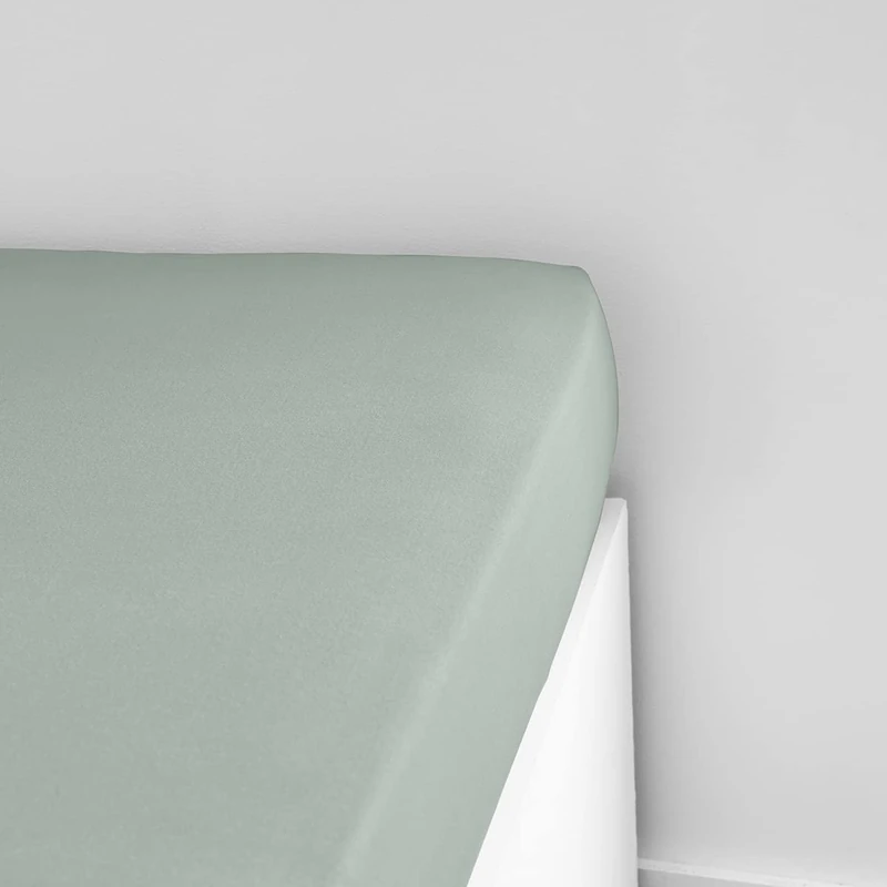Essential Celadon Jersey Fitted Sheet for Double Bed, 160 x 200 cm
