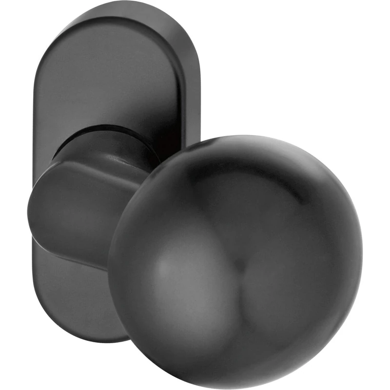 FSB 0 07 0846 22801 0810 Door Knob Fixed Diameter 50 mm Offset on Rosette Door Knob Aluminium Black Matt 070846 Silver - Image 1