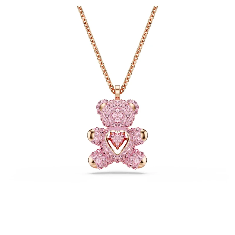 Swarovski Teddy pendant, Bear, Pink, Rose gold-tone plated