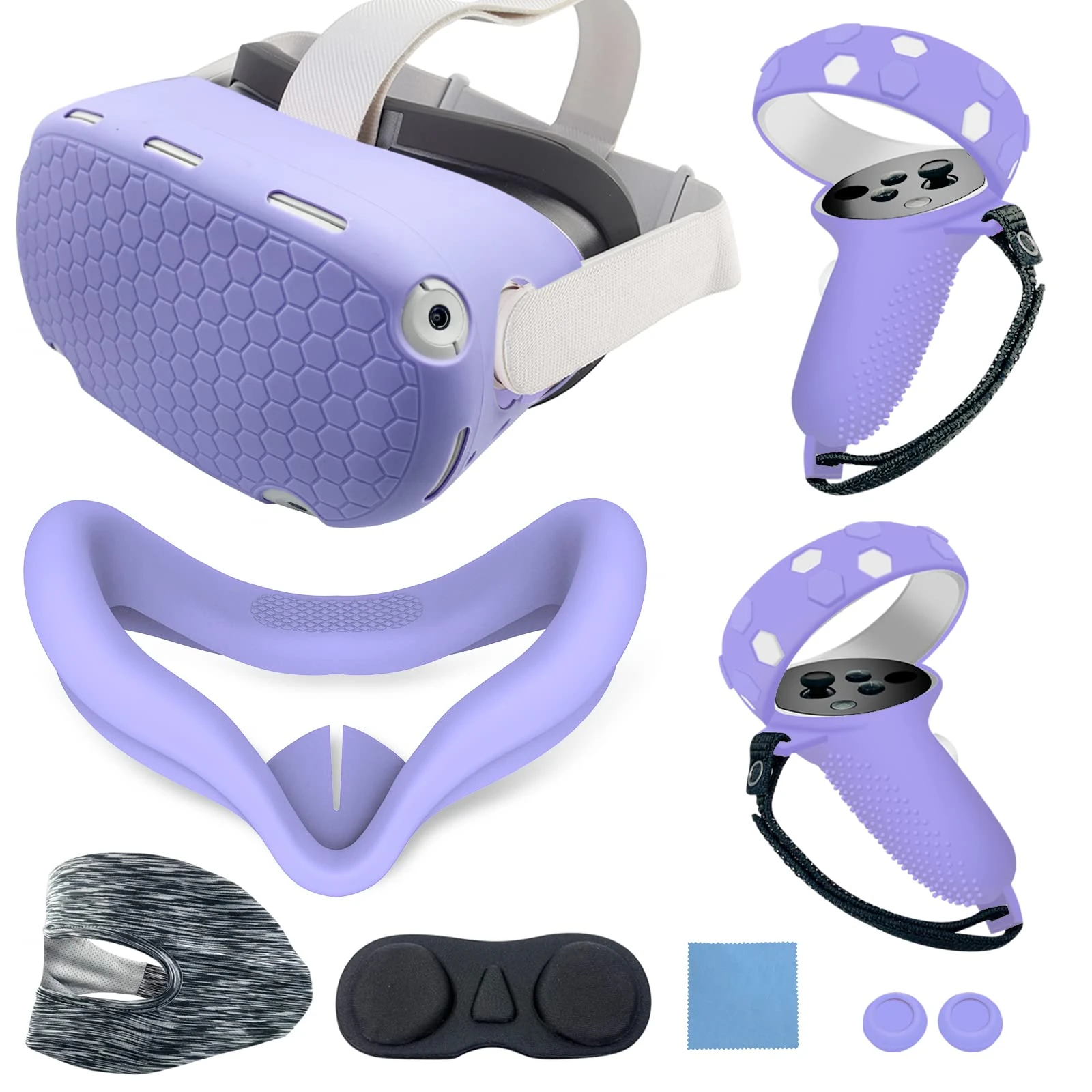 JYMEGOVR for Oculus Quest 2 Controller Silicone Cover, Protective Case Set Accessories for Meta VR, Multi Colors Soft Shell Skin (Purple)