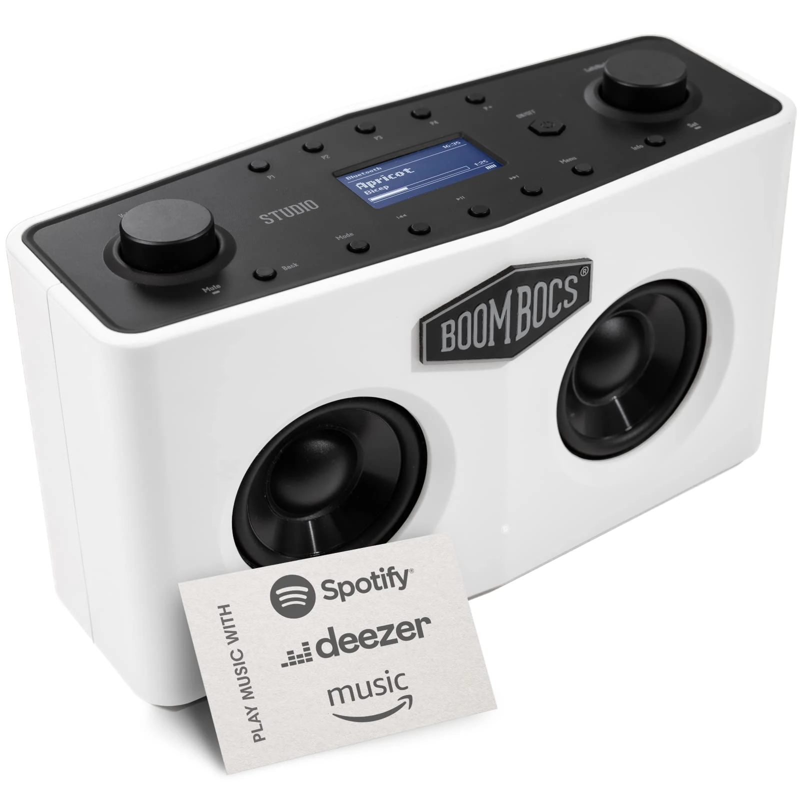 BoomBocs Internet Radio WiFi, Wireless Portable Bluetooth Speaker, Direct Streaming to Spotify, Deezer & Amazon Music - White